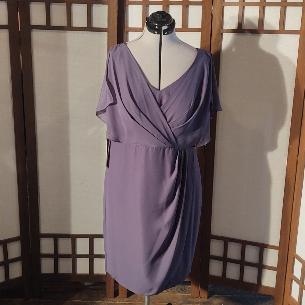 JJ's House Stormy V-neck Ruffle Knee-length Bridesmaid Dress Sz 16W NWT